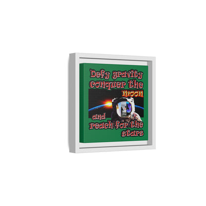 defy conquer reach - framed canvas art (dark green)