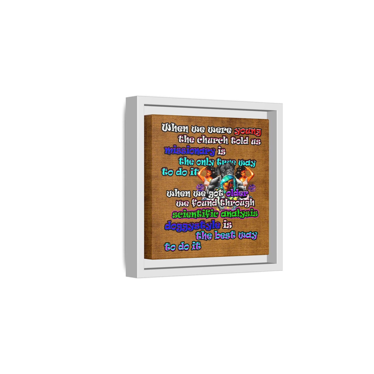 doggystyle - framed canvas art (brown papyrus)