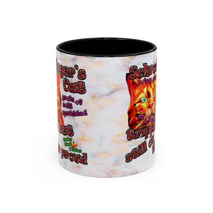 schrodinger's cat - Accent Mug (white marble)