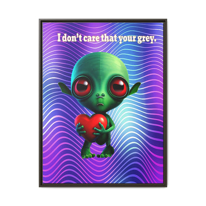 I don't care that your grey - framed canvas art (purple wave)