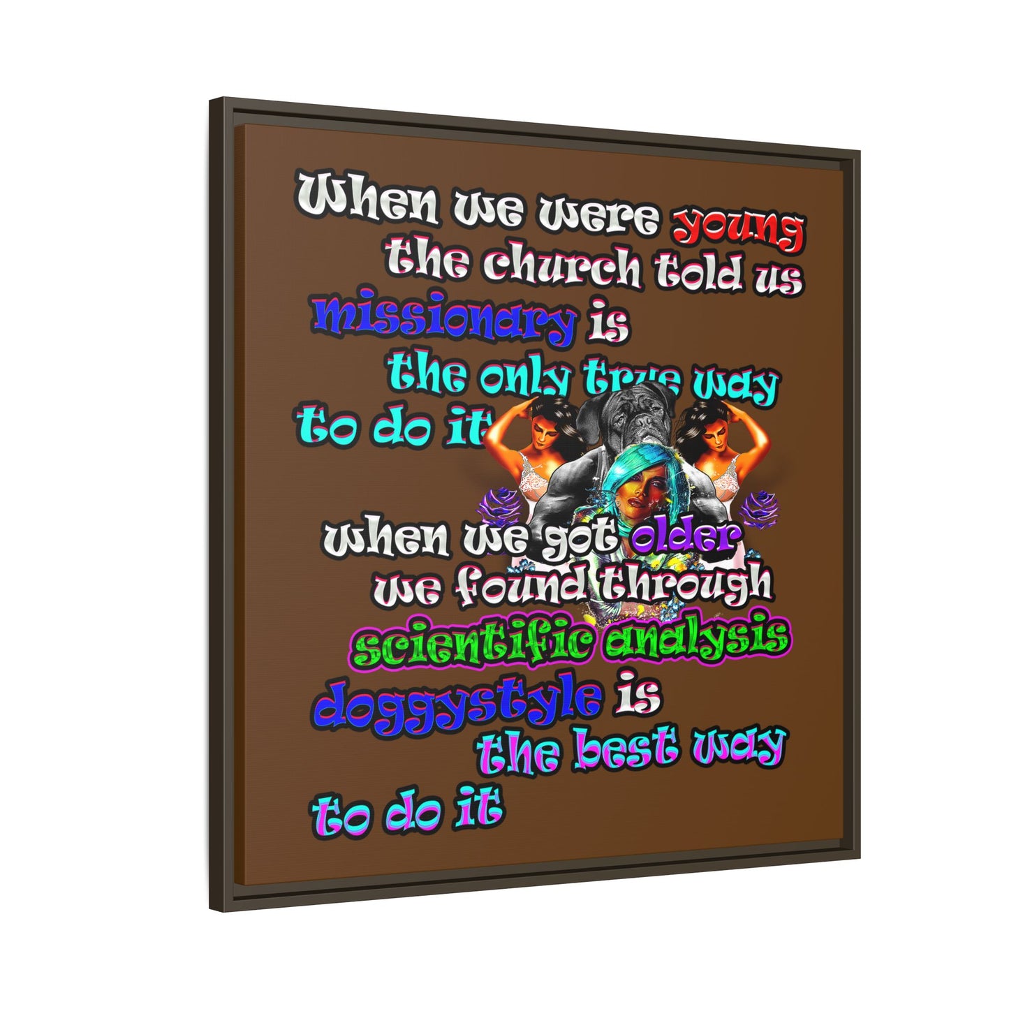 doggystyle - framed canvas art (brown)