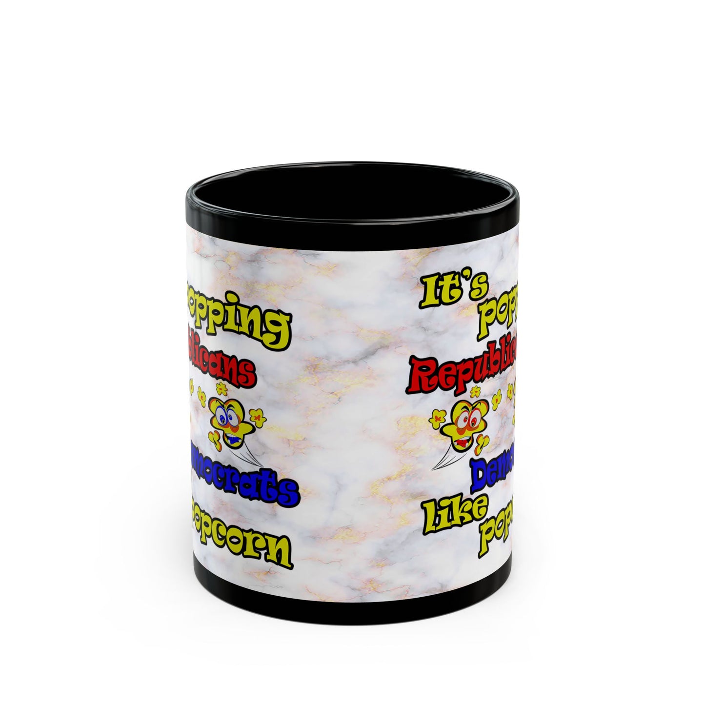 popping like popcorn - Black Mug (white marble)