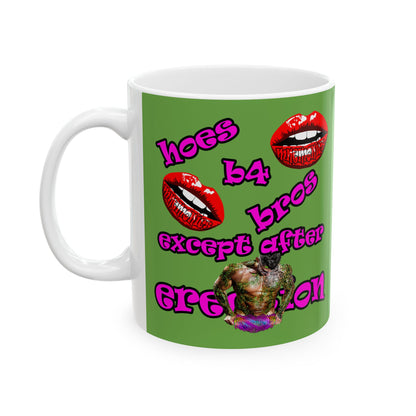 hoes b4 bros - White Mug (green)