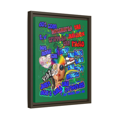 drop the beat - framed canvas art (dark green)
