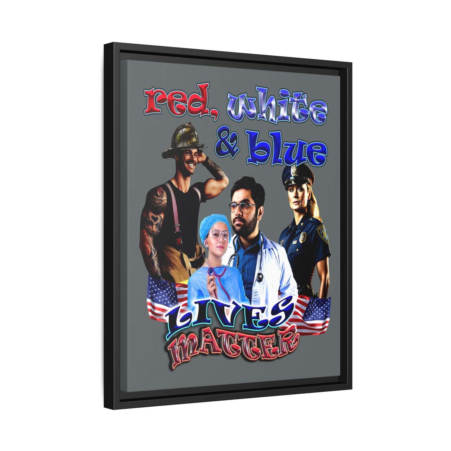 rw&b lives matter - framed canvas art (dark grey)