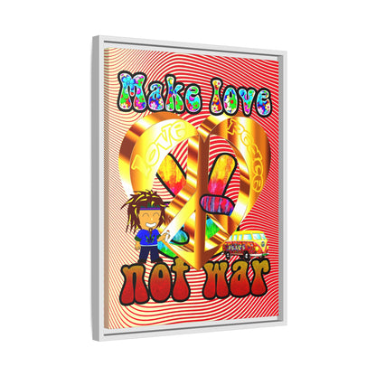 love peace - framed canvas art (yellow-orange wave)