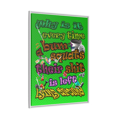the bum's shit - framed canvas art (logo green)