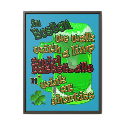 celtics logo - framed canvas art (turquoise)