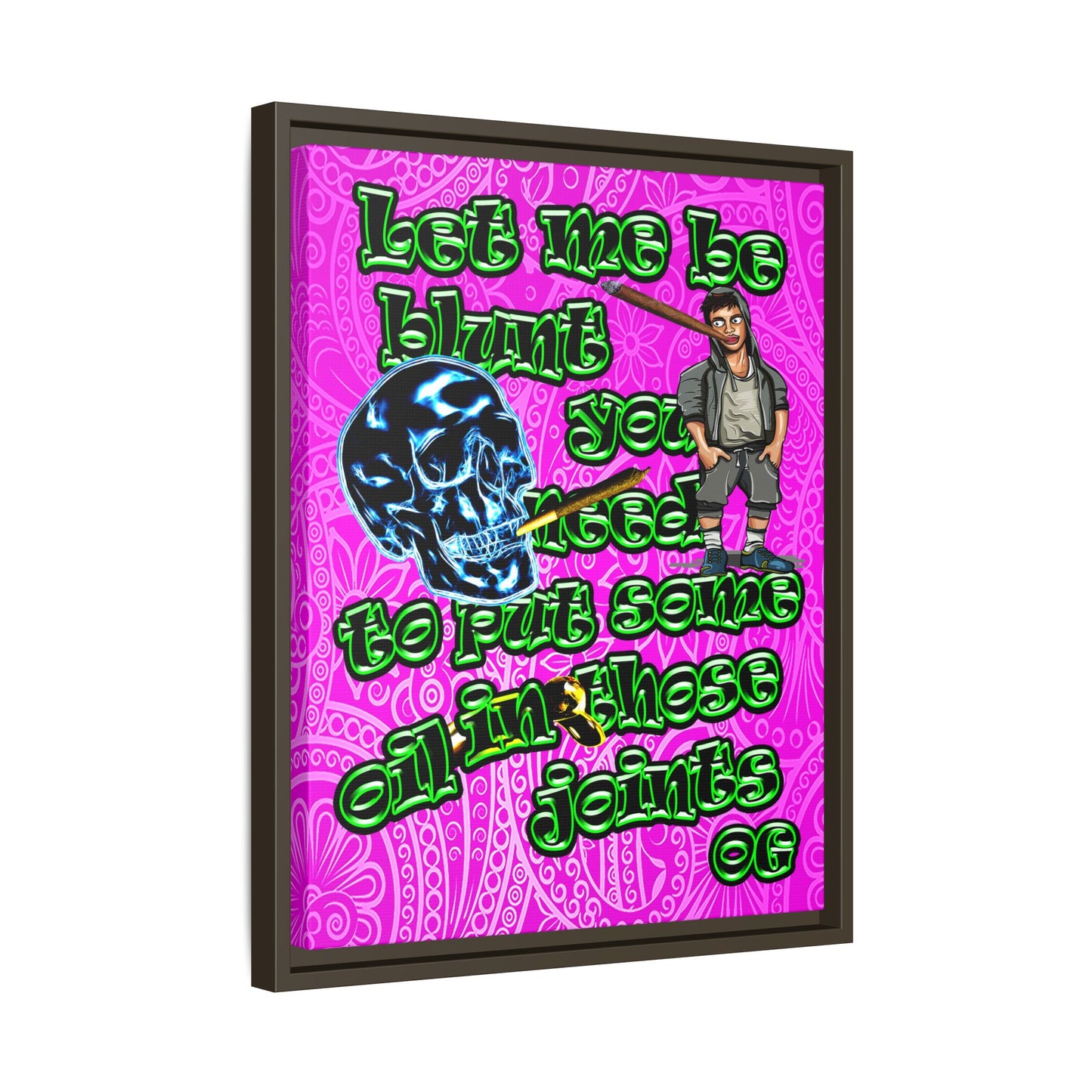 og - framed canvas art (pink swirl)