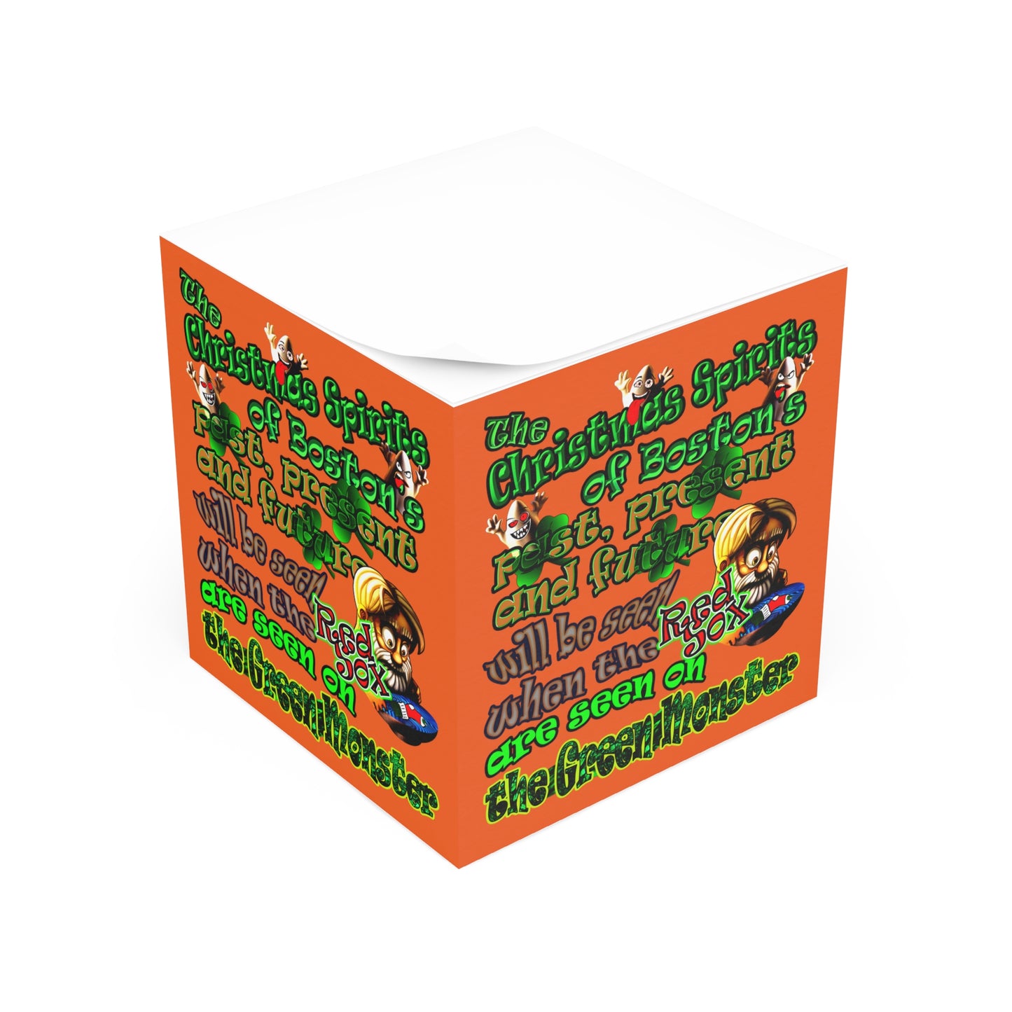christmas spirits of boston - note cube (orange)