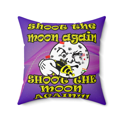 shoot the moon again - Spun Polyester Square Pillow - (purple-pink wave)