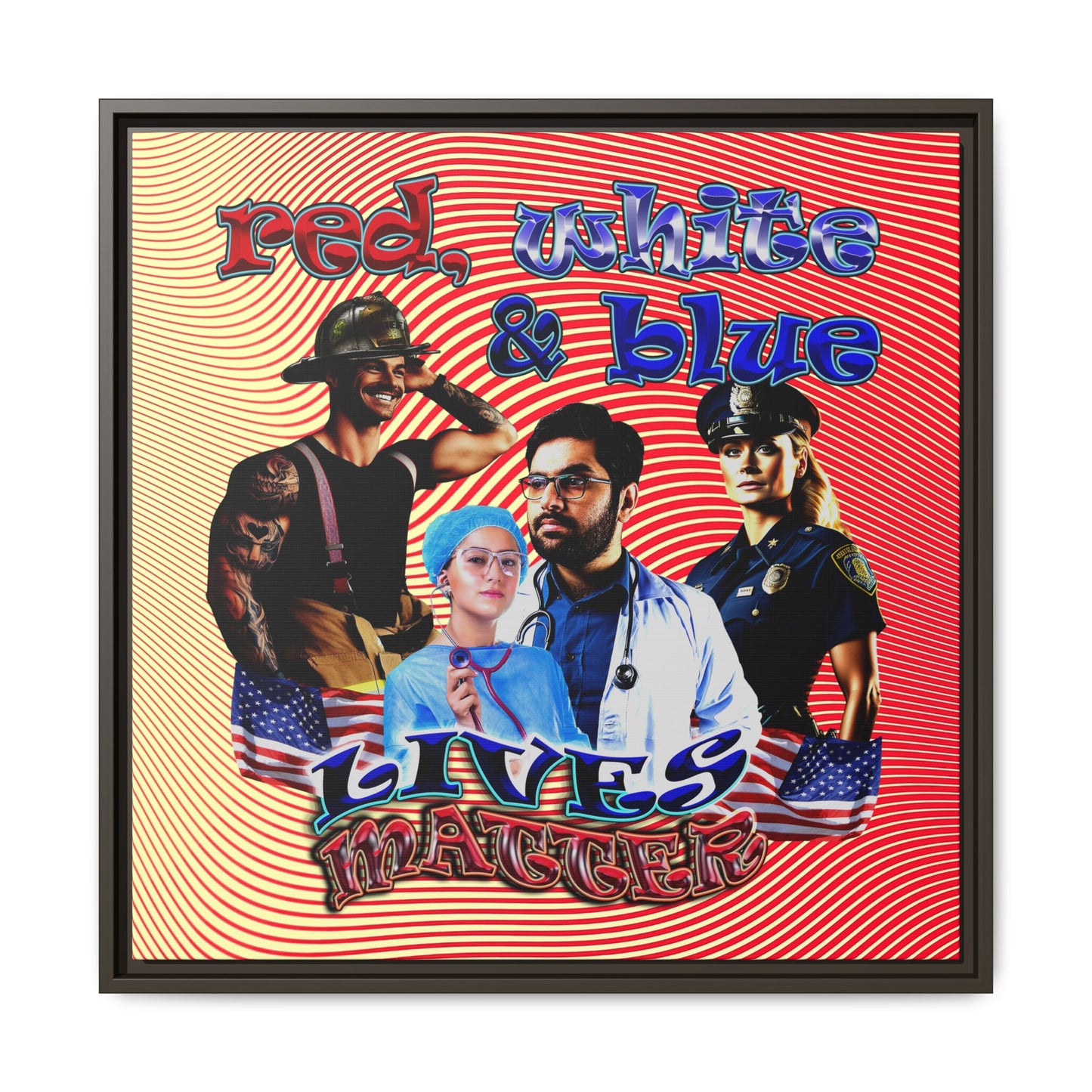 rw&b lives matter - framed canvas art (yellow-orange wave)