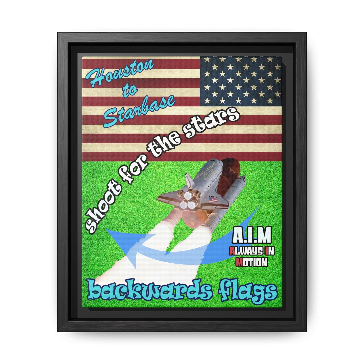 shoot for the stars - framed canvas art (green turf)