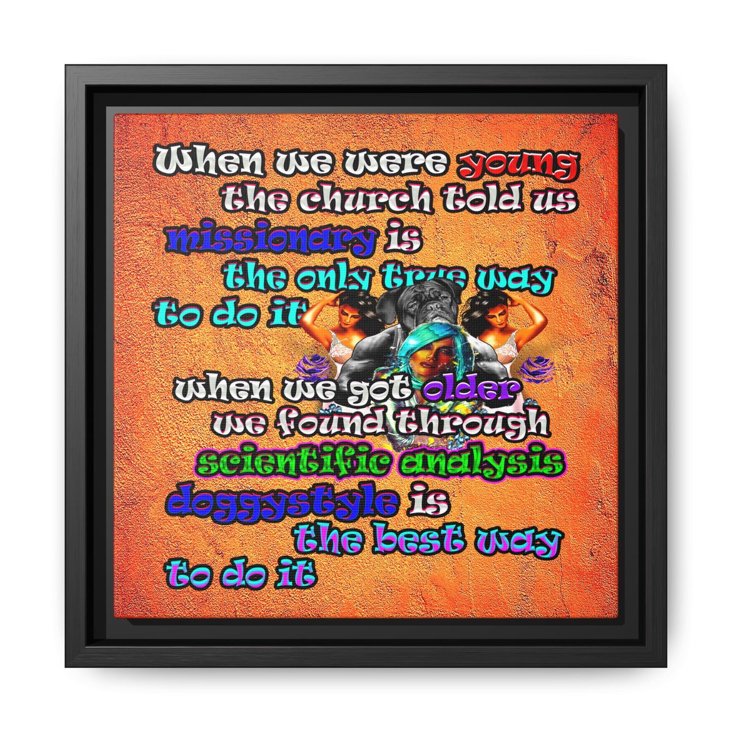doggystyle - framed canvas art (burnt orange)