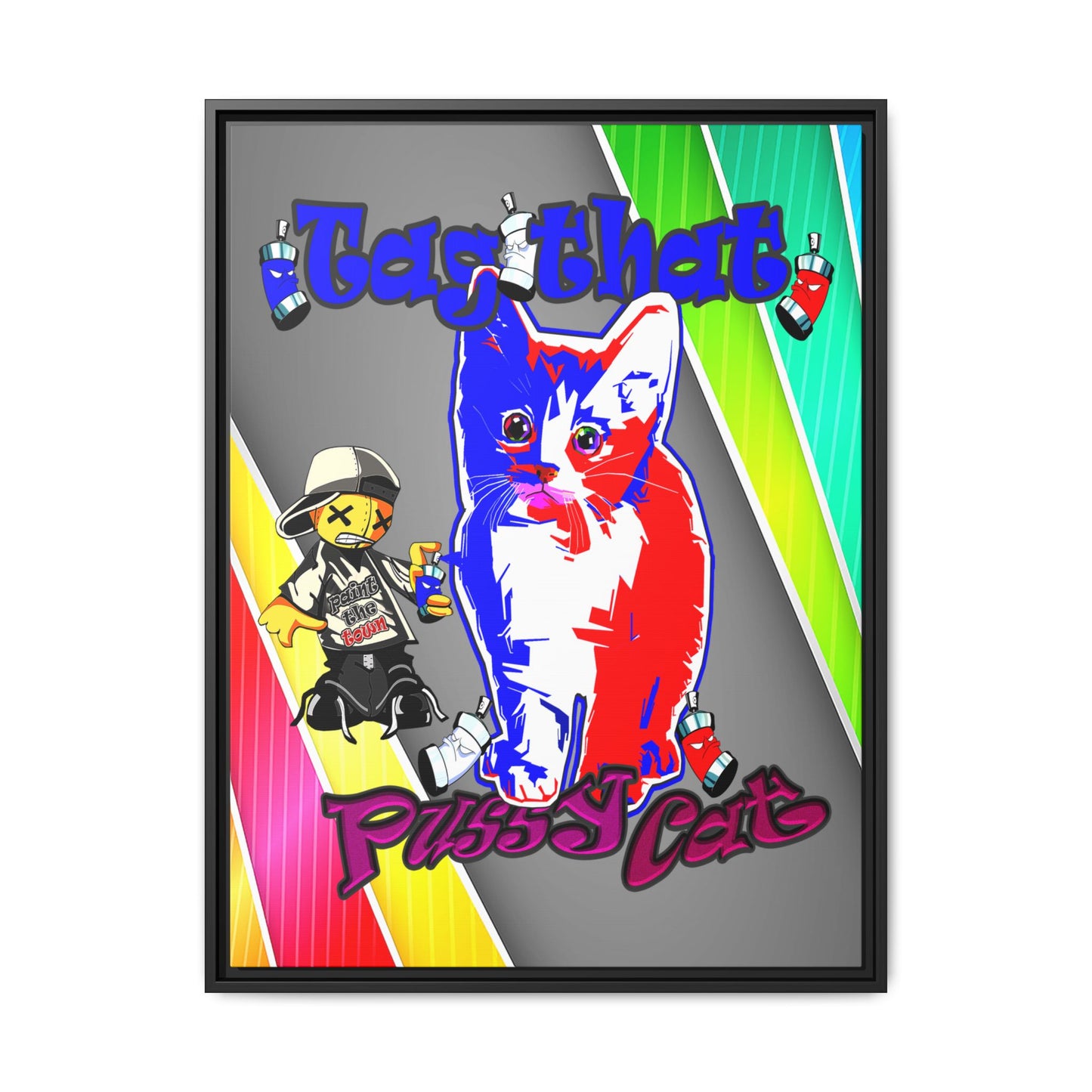 tag that - framed canvas art (rainbow split)