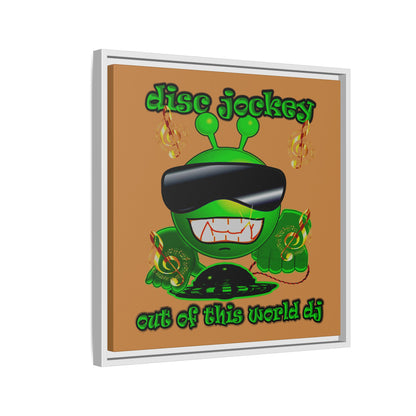 disc jockey - framed canvas art (light brown)