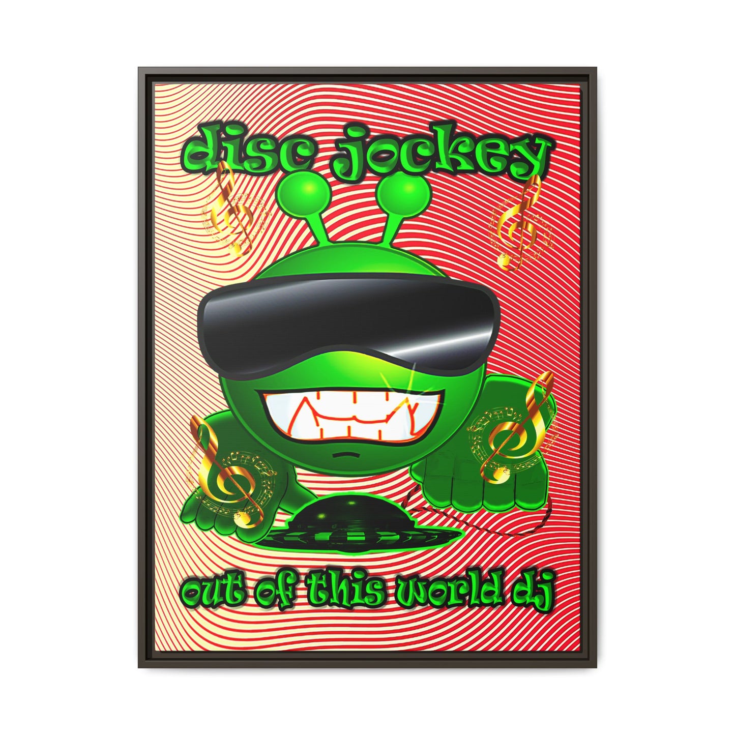 disc jockey - framed canvas art (yellow-orange wave)