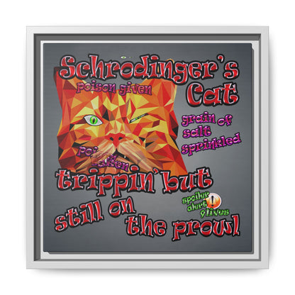schrodinger's cat - framed canvas art (grey-light grey)