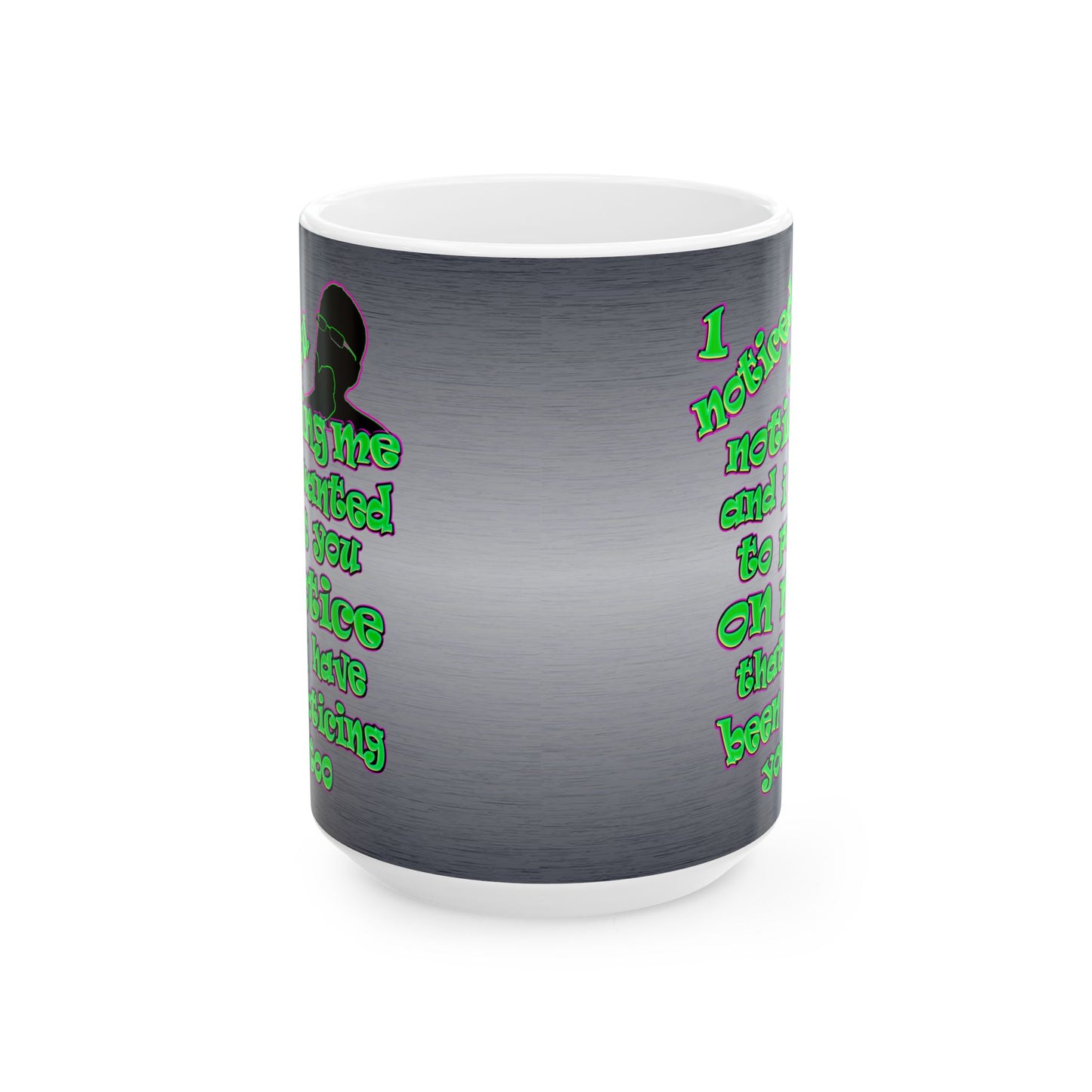 noticed you noticing - White Mug (brushed nickel)