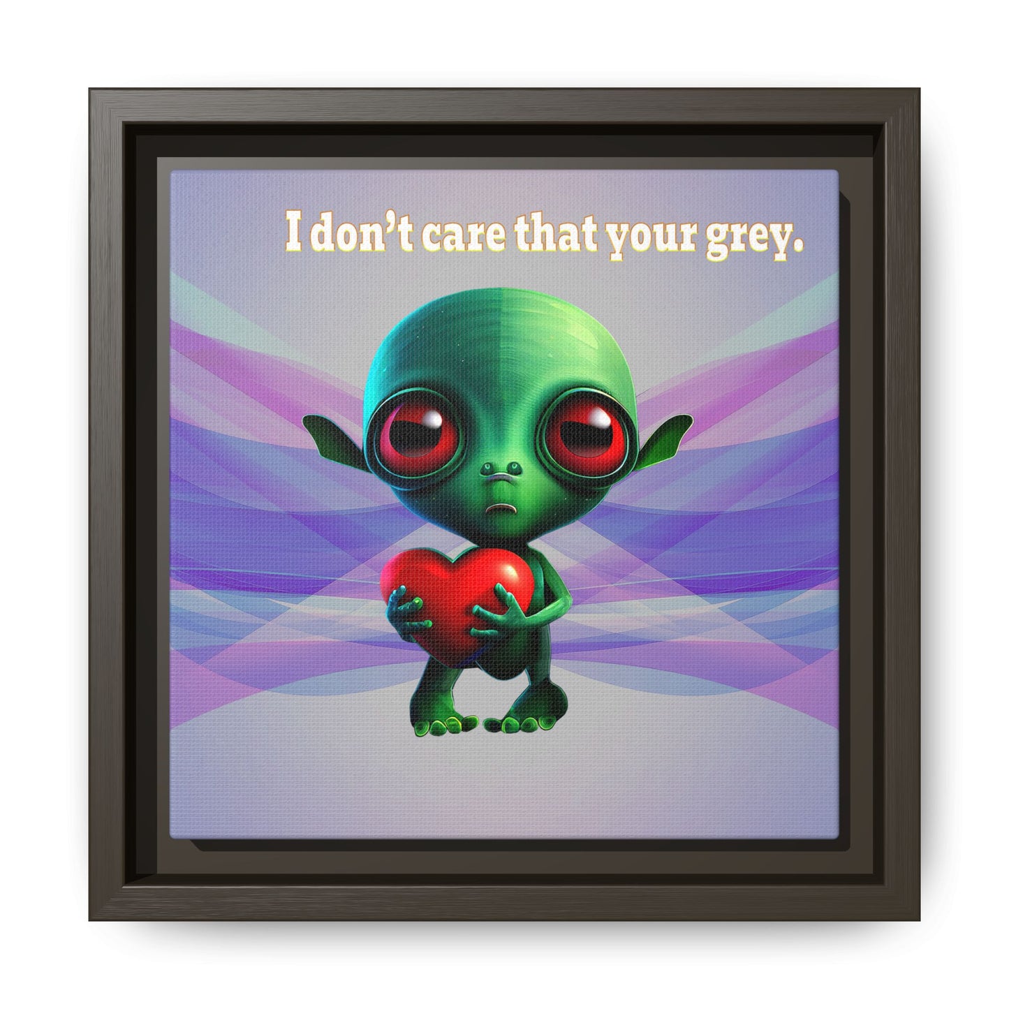 I don't care that your grey - framed canvas art (light blue-pink wave)