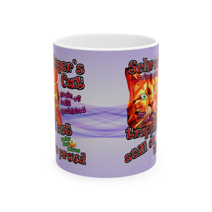 schrodinger's cat - White Mug (light blue-pink wave)