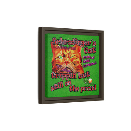 schrodinger's cat - framed canvas art (green turf)