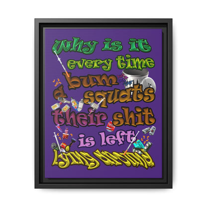 the bum's shit - framed canvas art (purple)