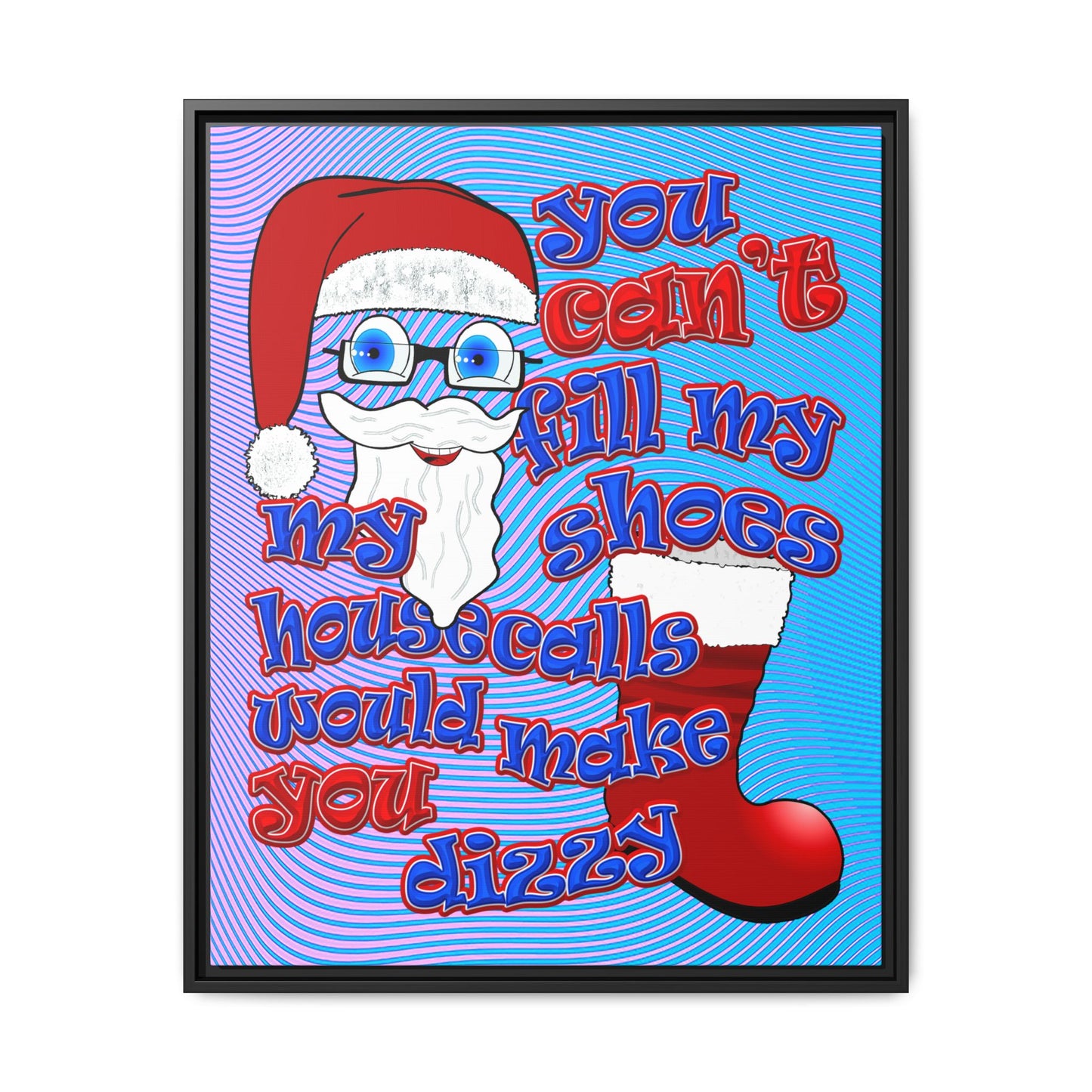 santa's shoes - framed canvas art (light blue-purple wave)