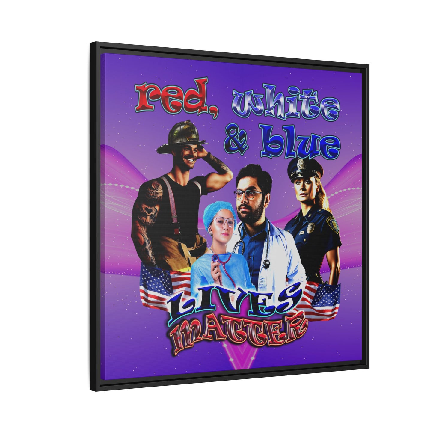 rw&b lives matter - framed canvas art (purple-pink wave)