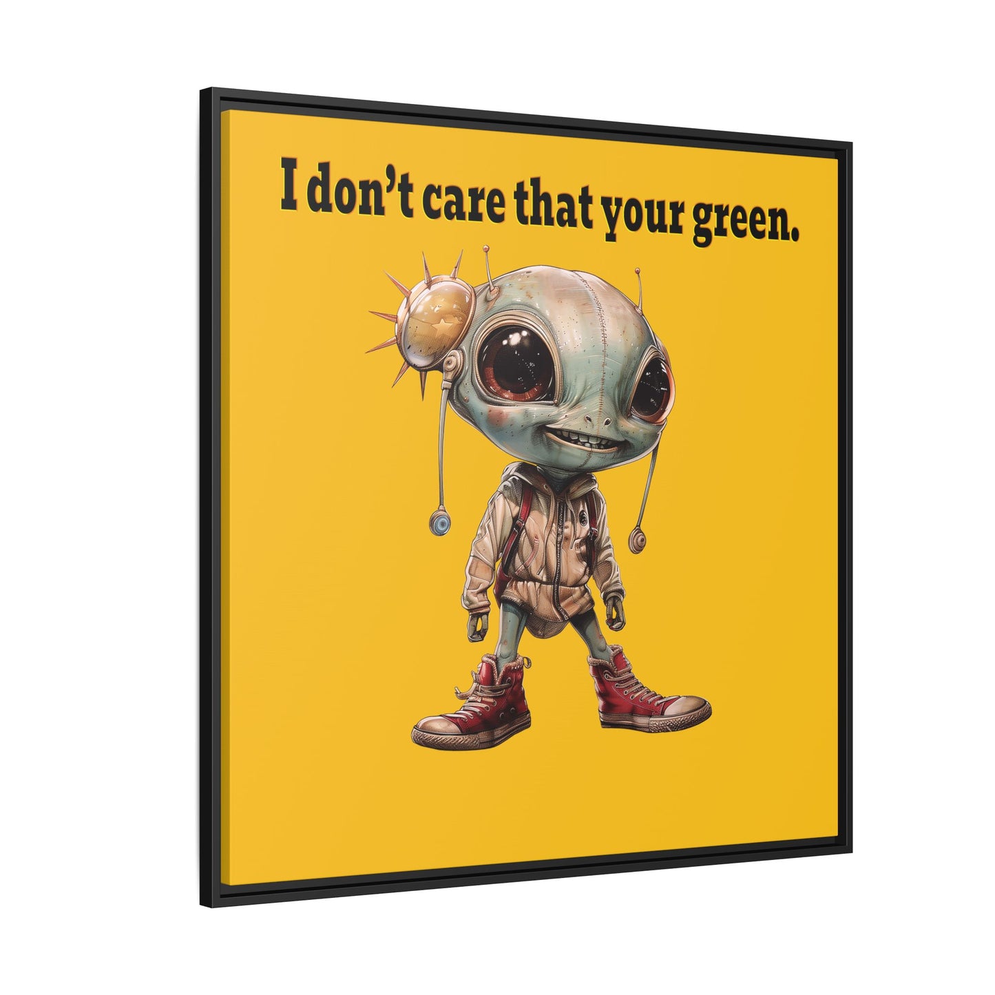 I don't care that your green - framed canvas art (yellow)