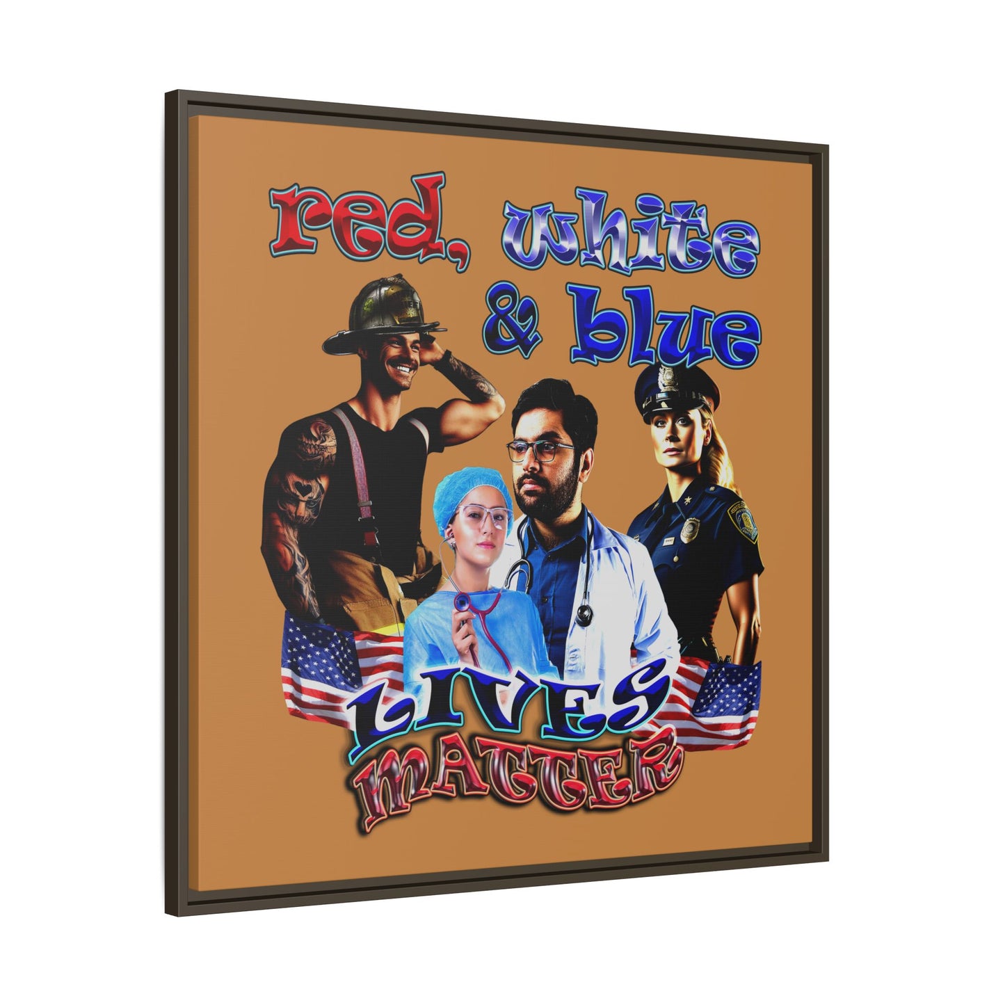 rw&b lives matter - framed canvas art (light brown)