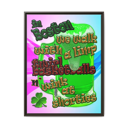 celtics logo - framed canvas art (light blue-pink wave)