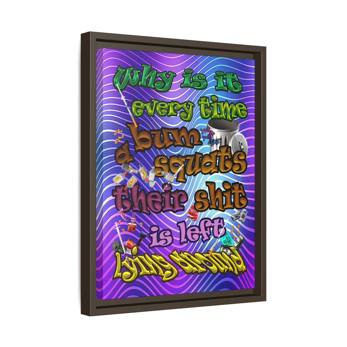 the bum's shit - framed canvas art (purple wave)