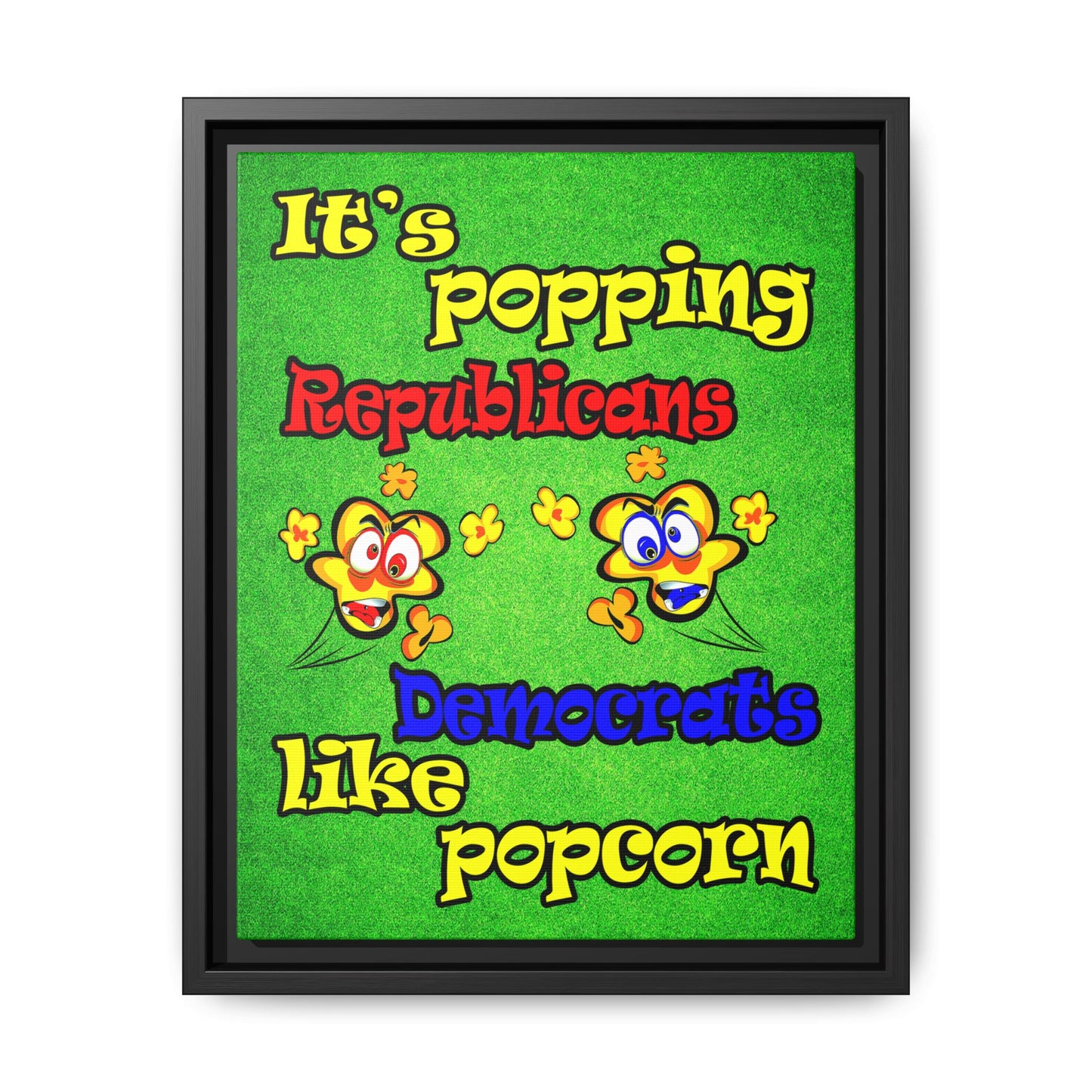 popping like popcorn - framed canvas art (green turf)