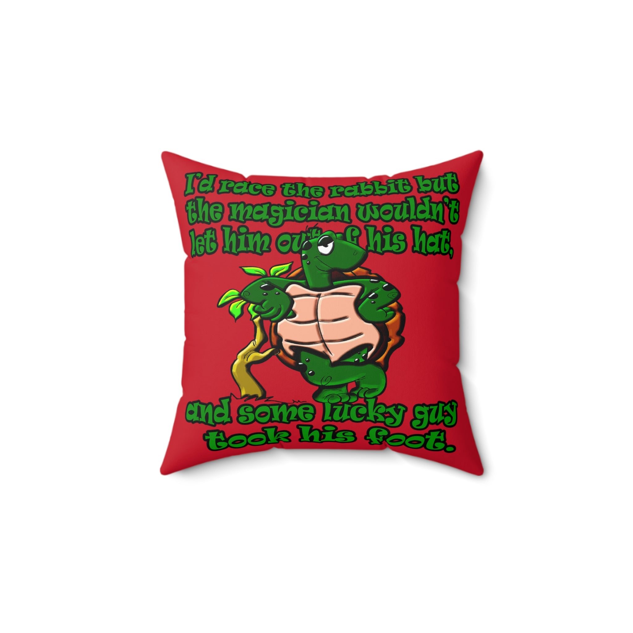 turtle race - Spun Polyester Square Pillow - (dark red)