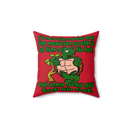 turtle race - Spun Polyester Square Pillow - (dark red)