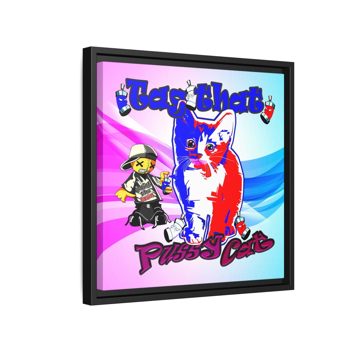 tag that - framed canvas art (light blue-pink wave)