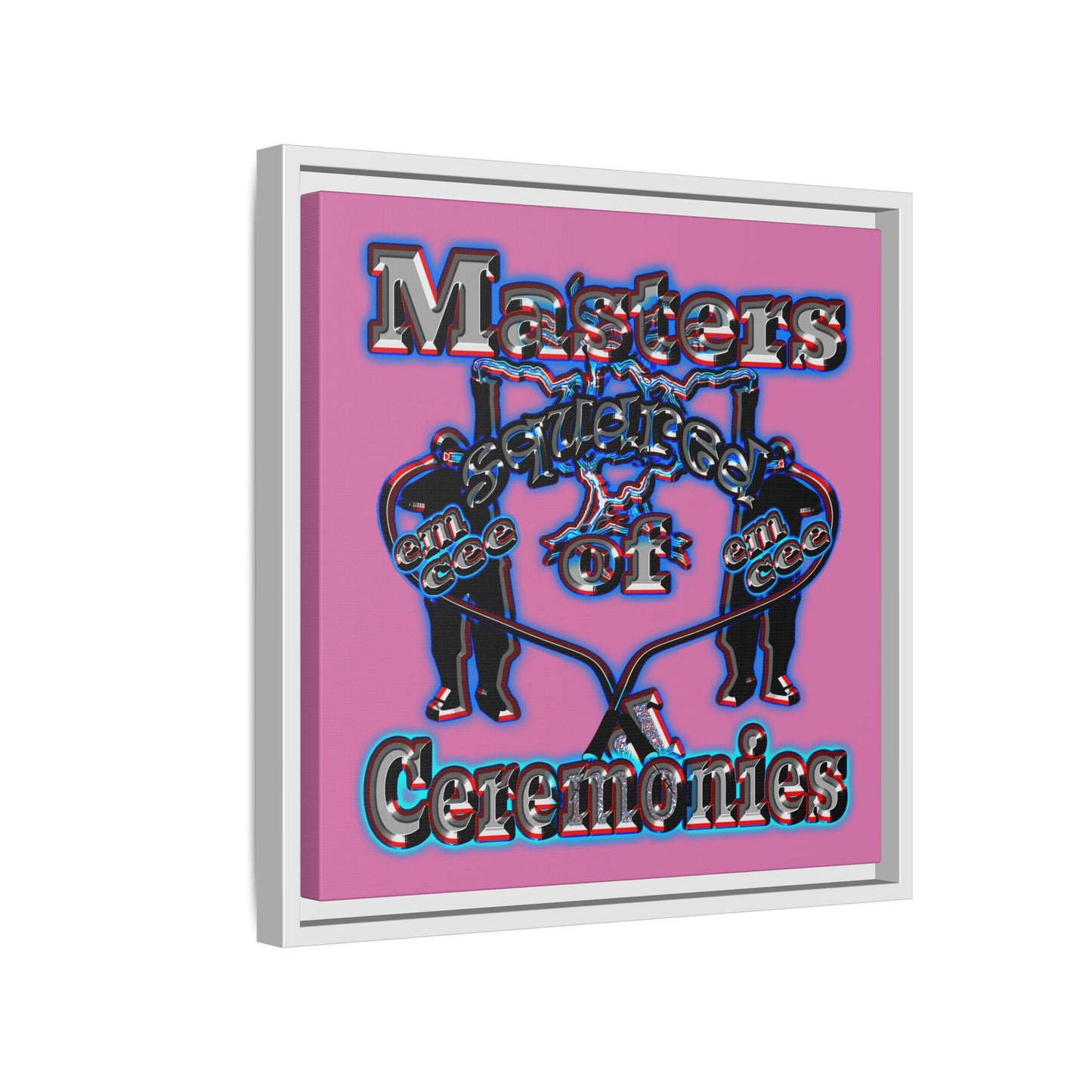 em cee squared - framed canvas art (light pink)