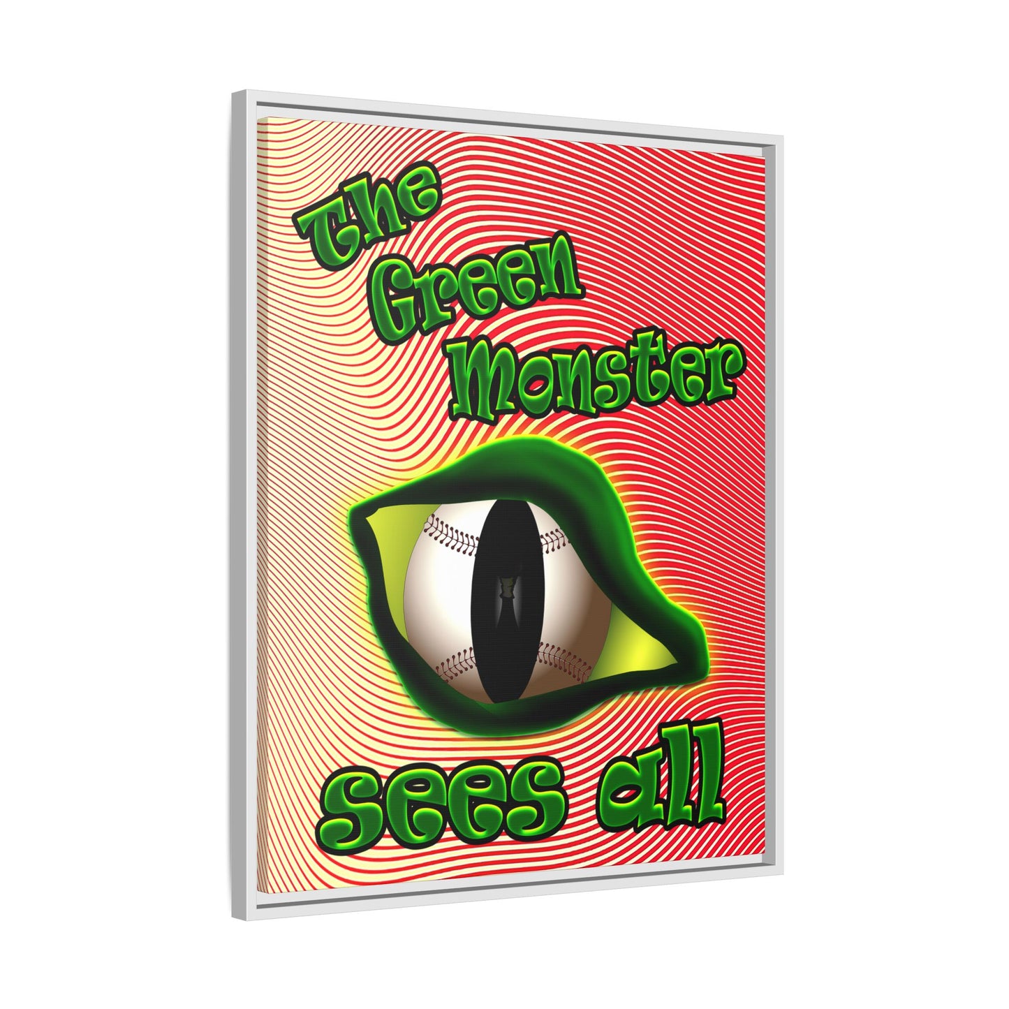 green monster - framed canvas art (yellow-orange wave)