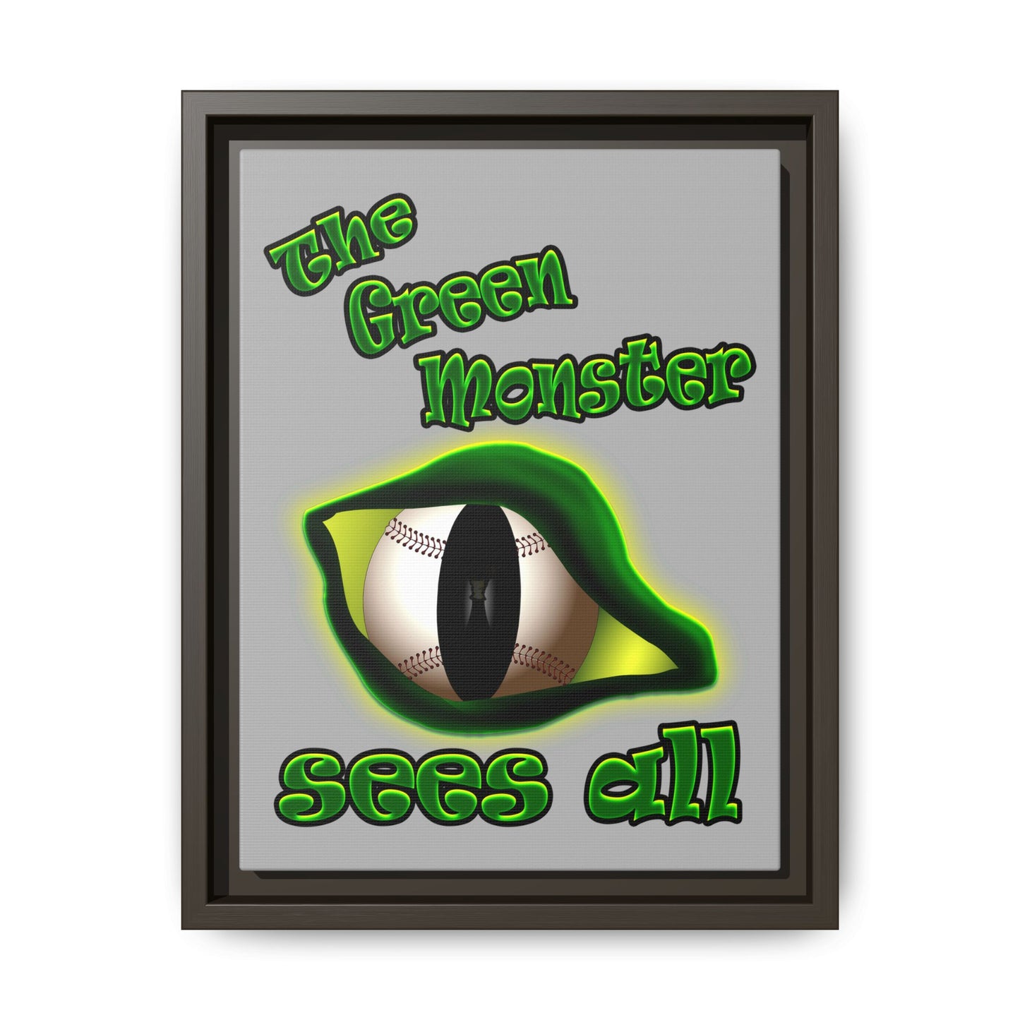 green monster - framed canvas art (light grey)