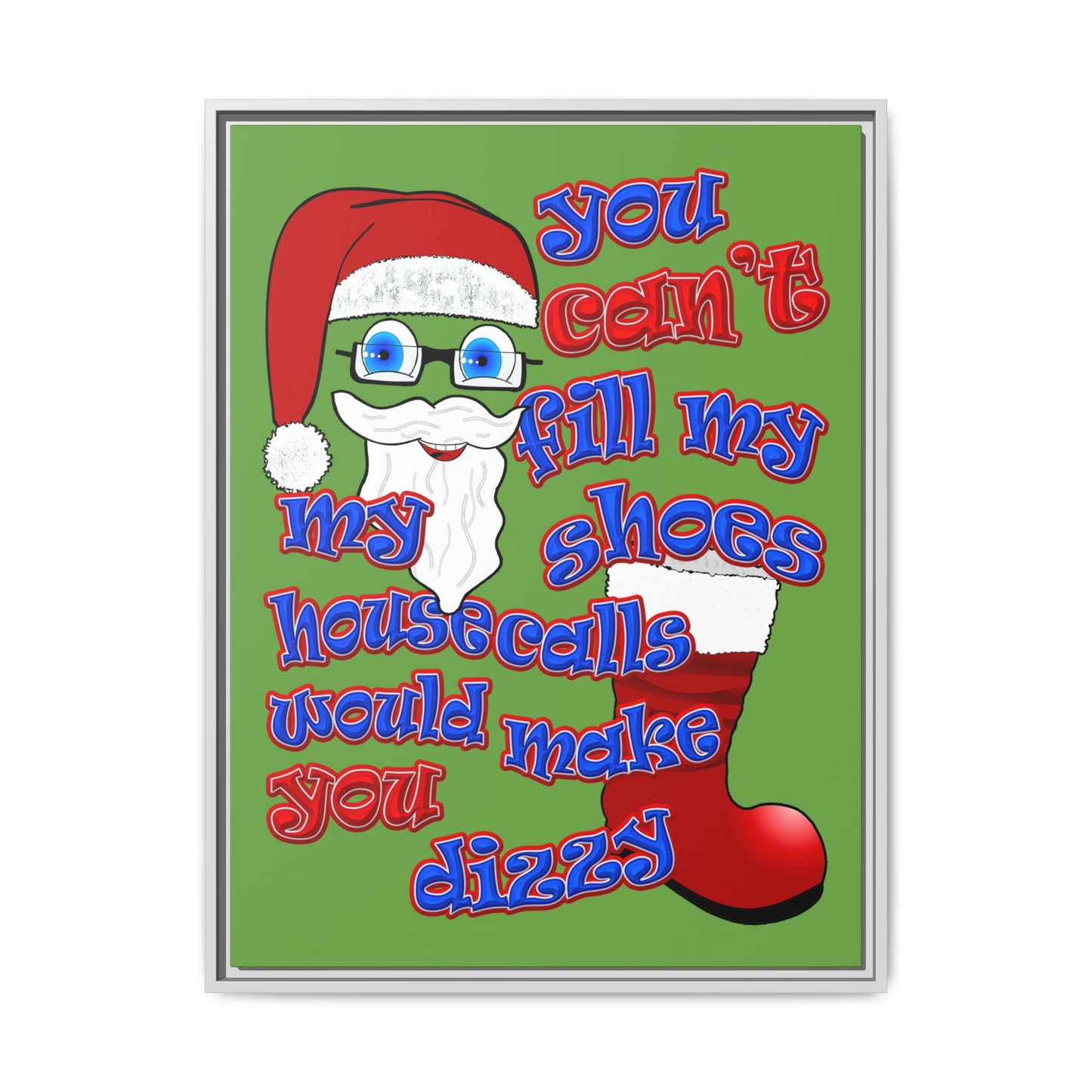 santa's shoes - framed canvas art (green)