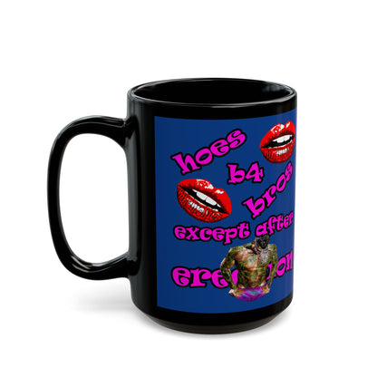 hoes b4 bros - Black Mug (dark blue)