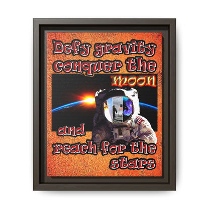 defy conquer reach - framed canvas art (burnt orange)