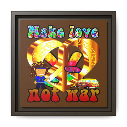 love peace - framed canvas art (brown)