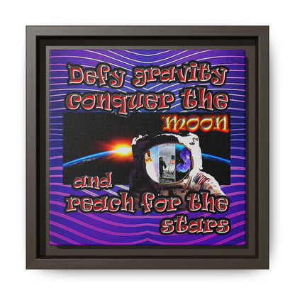 defy conquer reach - framed canvas art (purple wave)