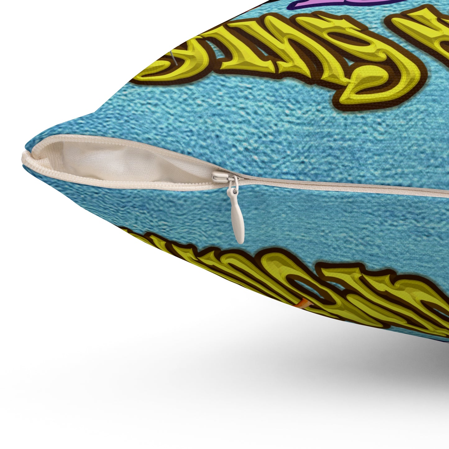 the bum's shit - Spun Polyester Square Pillow - (faded blue)