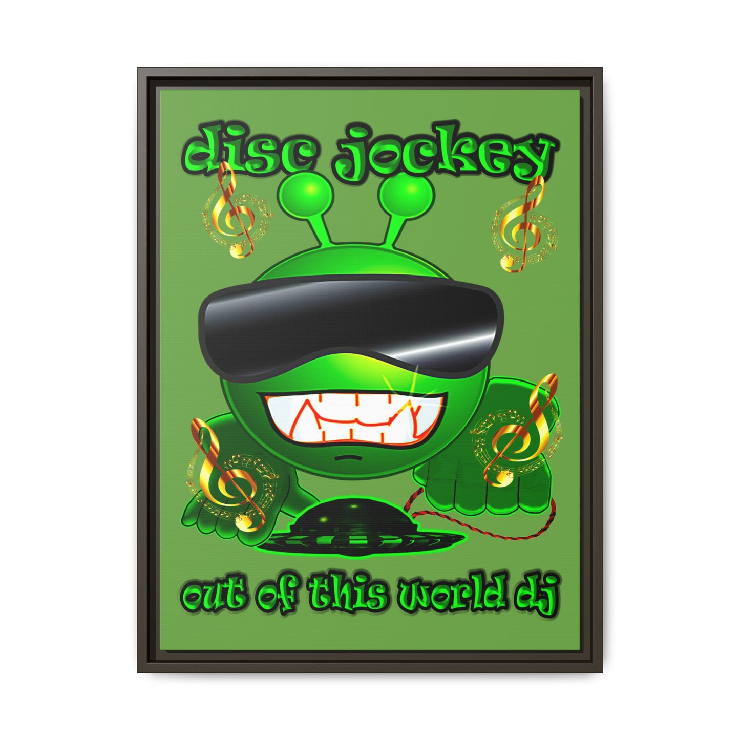 disc jockey - framed canvas art (green)