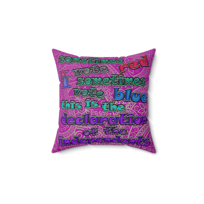 declaration of the independents - Faux Suede Square Pillow - (pink swirl)