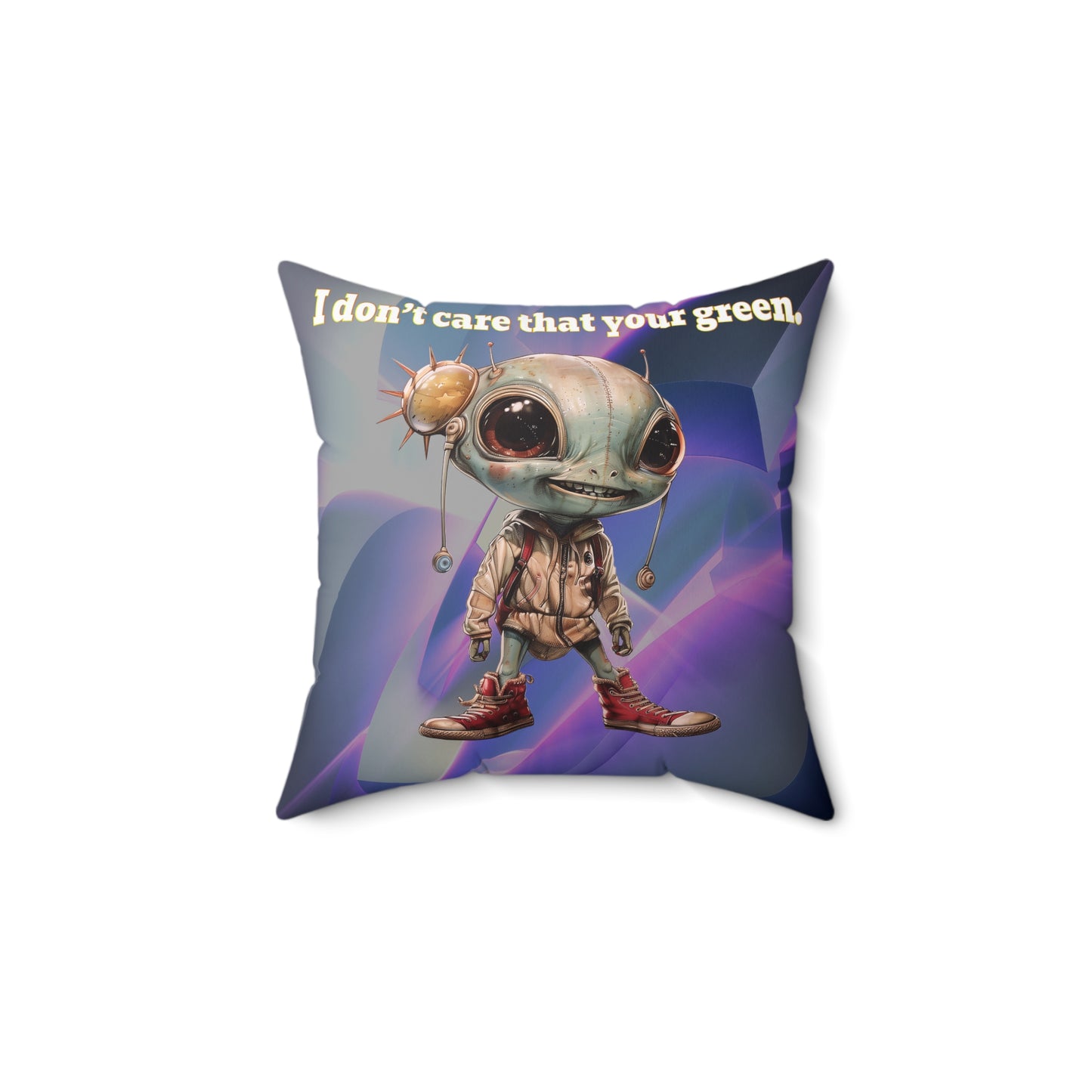 I don't care that your grey - Spun Polyester Square Pillow - (grey-pink wave)