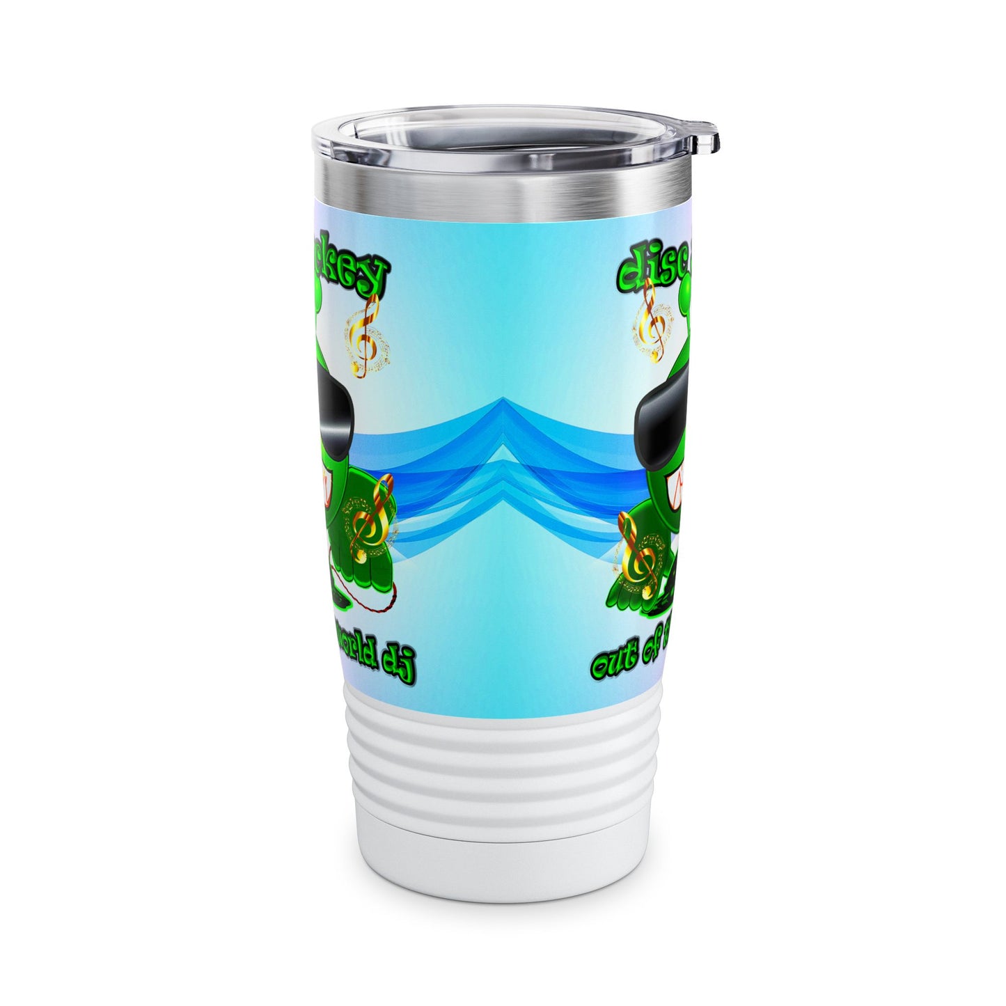 disc jockey - Ringneck Tumbler, 20oz (light blue-pink wave)